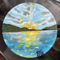 Sonnenuntergang am Fuschl See (Ø 9) Teil der Serie – Kunst am Eiskasten