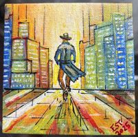 City Cowboy (9x9) Teil der Serie – Kunst am Eiskasten